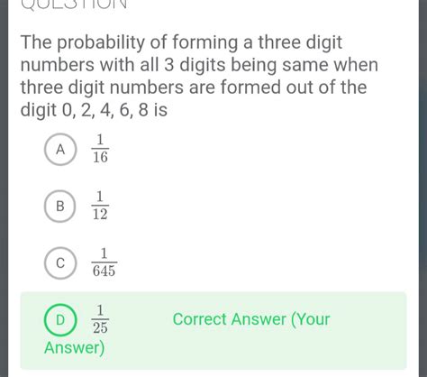 What is the probability of guessing a three digit number correctly i.